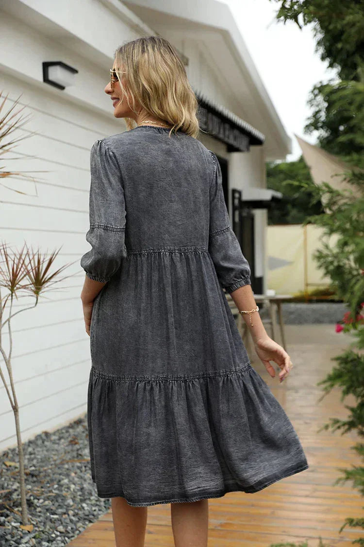 Vestido Jeans Midi Soltinho – Ideal para qualquer ocasião
