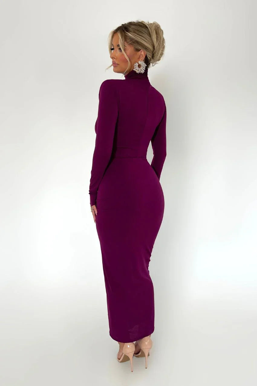 Vestido Vinho Valentina – Design moderno com toque clássico