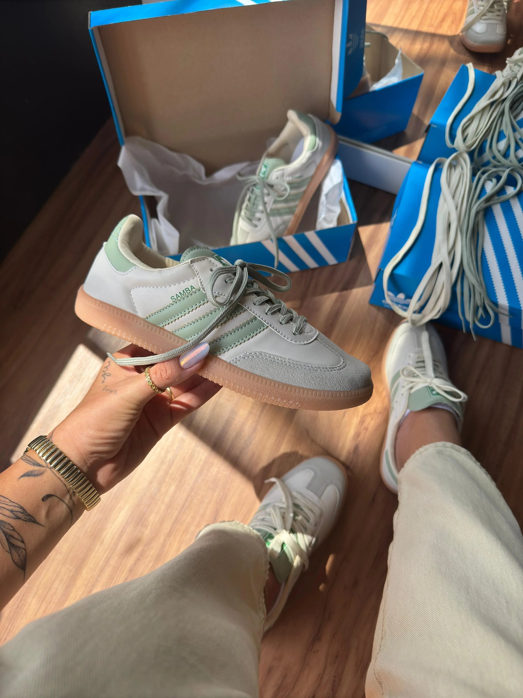 Adidas Samba OG Creme e Verde - Sundian