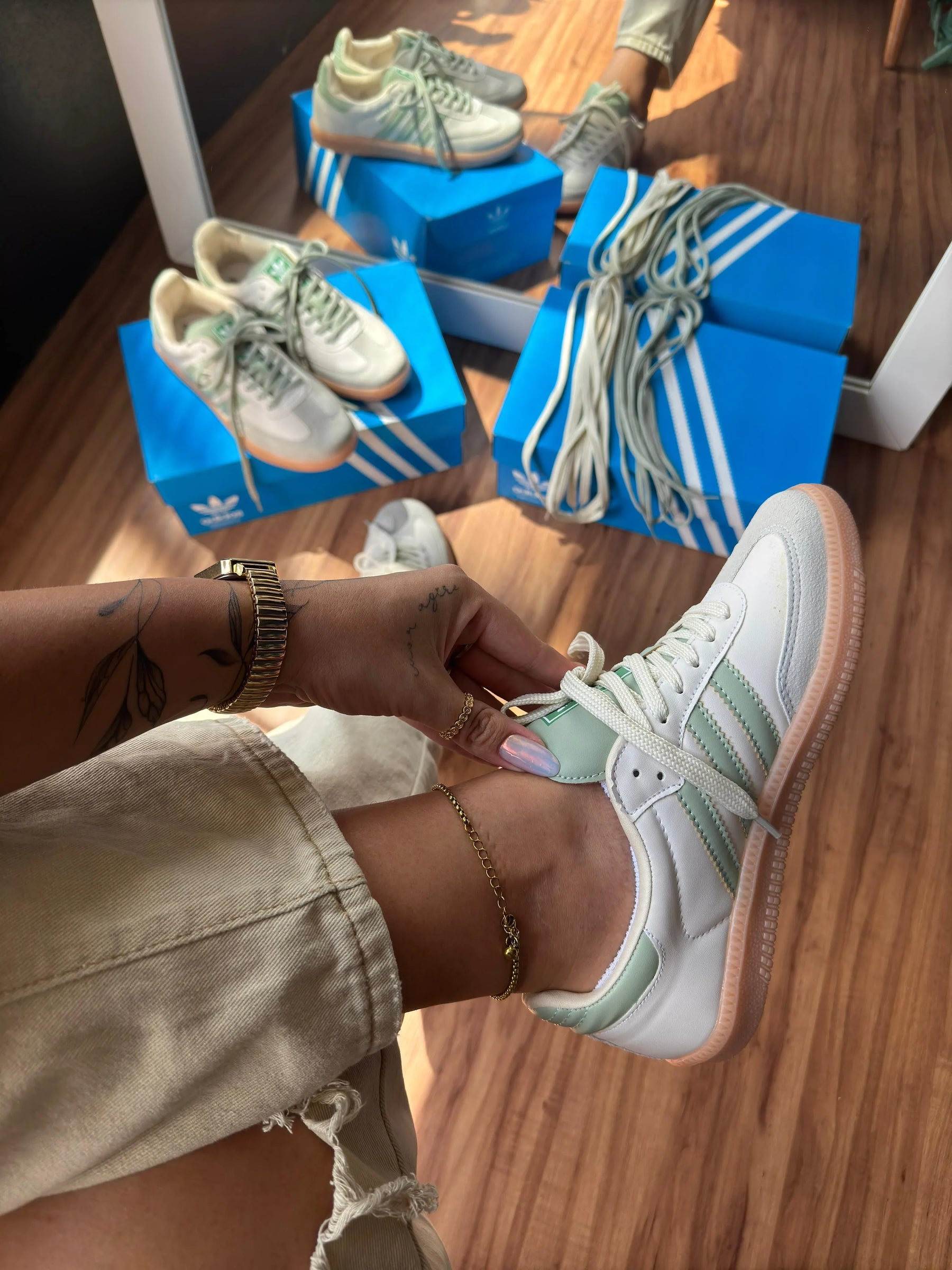 Adidas Samba OG Creme e Verde Novo - Sundian