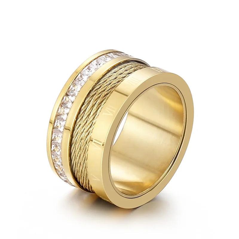 Anel Romano Corda Banhado a Ouro 18k - Sundian