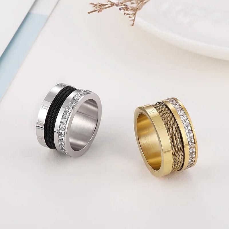 Anel Romano Corda Banhado a Ouro 18k - Sundian