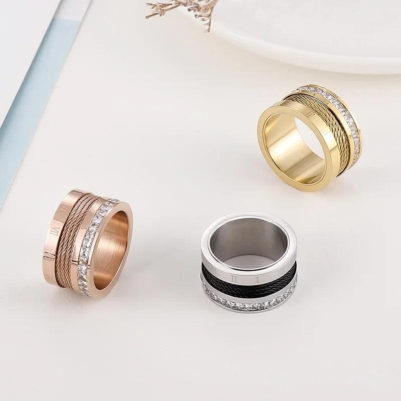 Anel Romano Corda Banhado a Ouro 18k - Sundian
