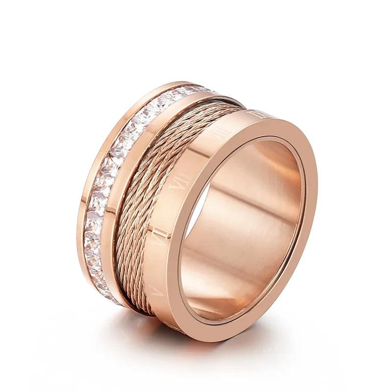 Anel Romano Corda Banhado a Ouro 18k - Sundian