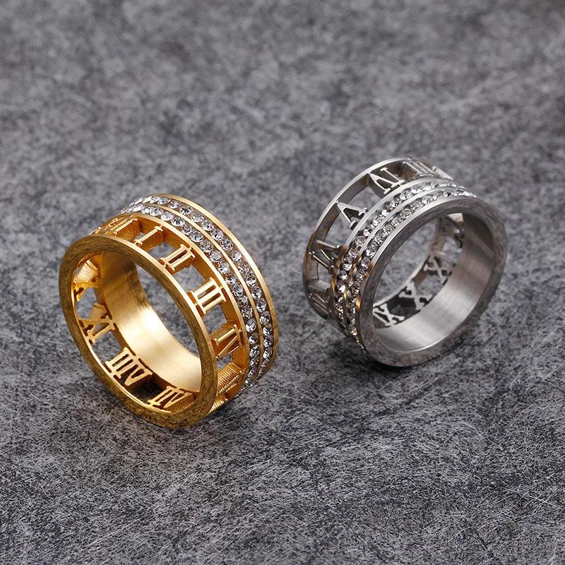 Anel Romano Zircônia Banhado a Ouro 18k - Sundian
