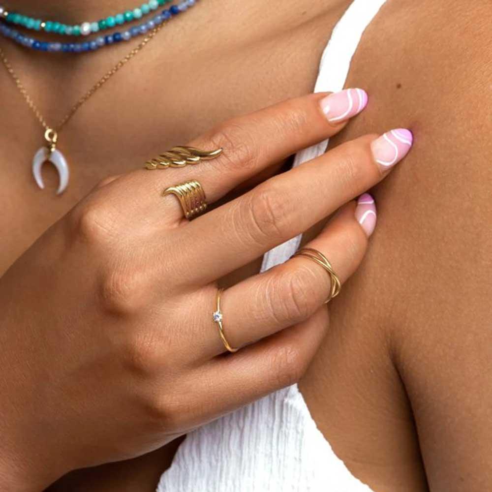 Anel Aeris Ajustável Banhado em Ouro 18k - Sundian