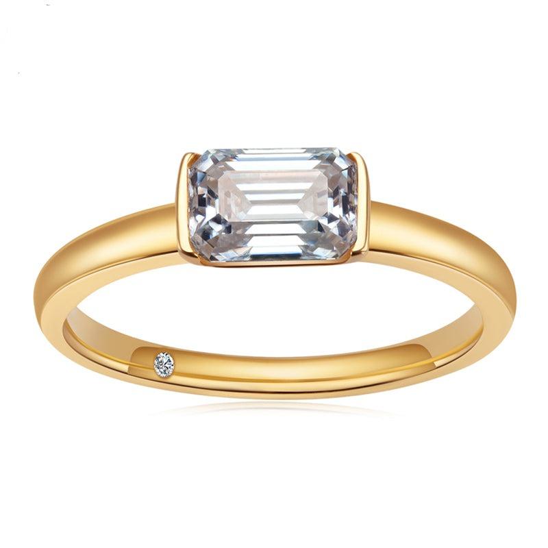 Anel Moissanite Esmeralda Gold - Sundian