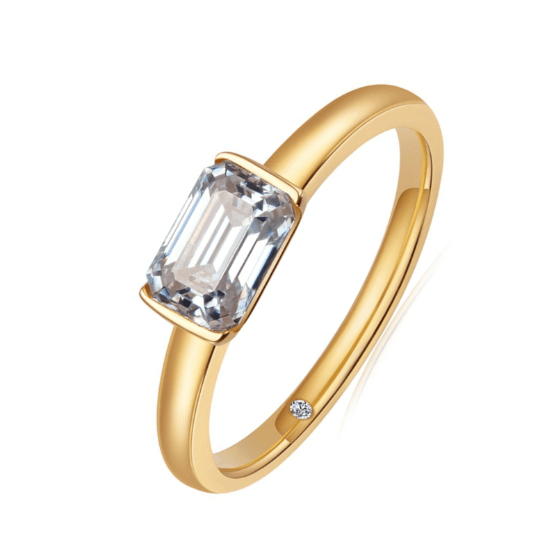 Anel Moissanite Esmeralda Gold - Sundian