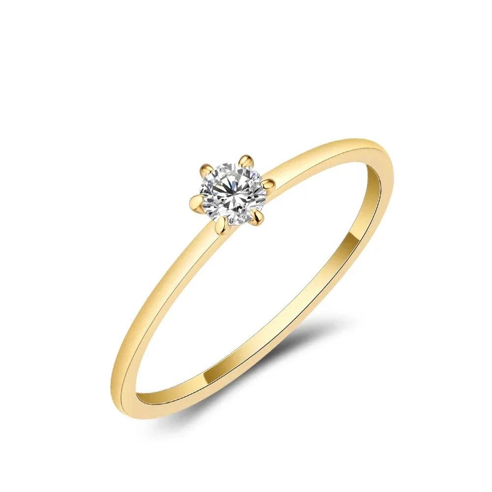 Anel Solitário Moissanite Minimalista Gold - Sundian