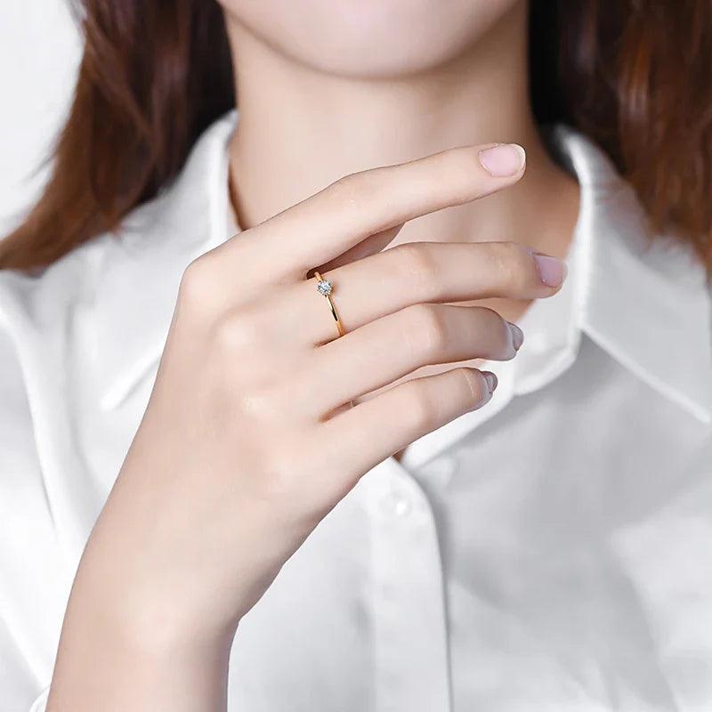 Anel Solitário Moissanite Minimalista Gold - Sundian