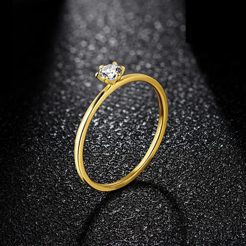 Anel Solitário Moissanite Minimalista Gold - Sundian