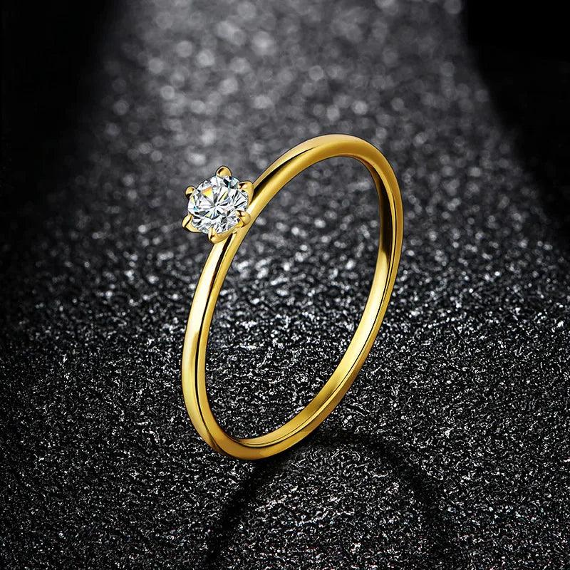 Anel Solitário Moissanite Minimalista Gold - Sundian