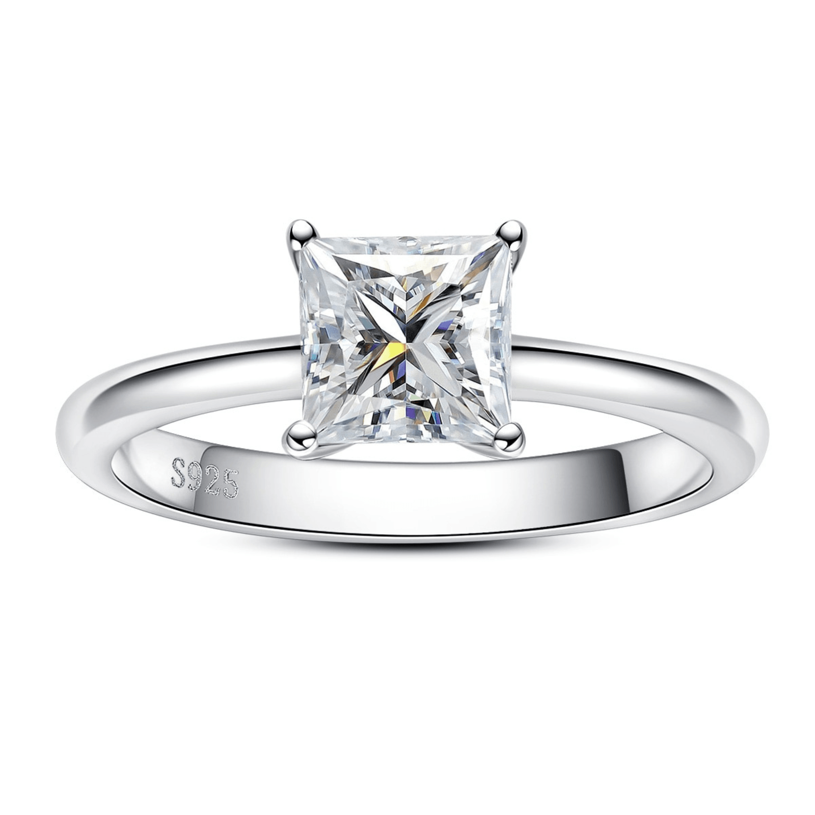 Anel Solitário Moissanite Quadrada Princesa - Sundian
