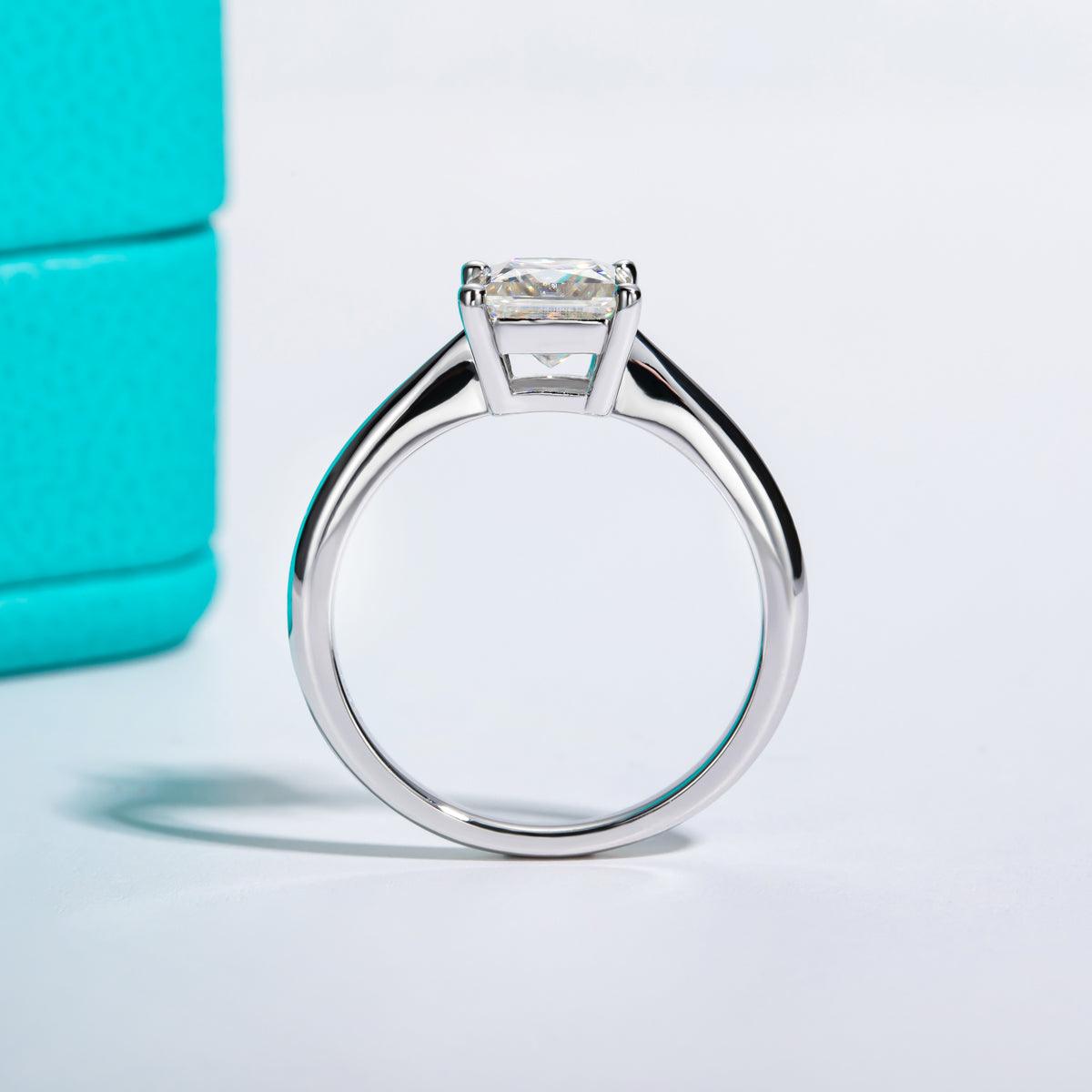 Anel Solitário Moissanite Quadrada Princesa - Sundian