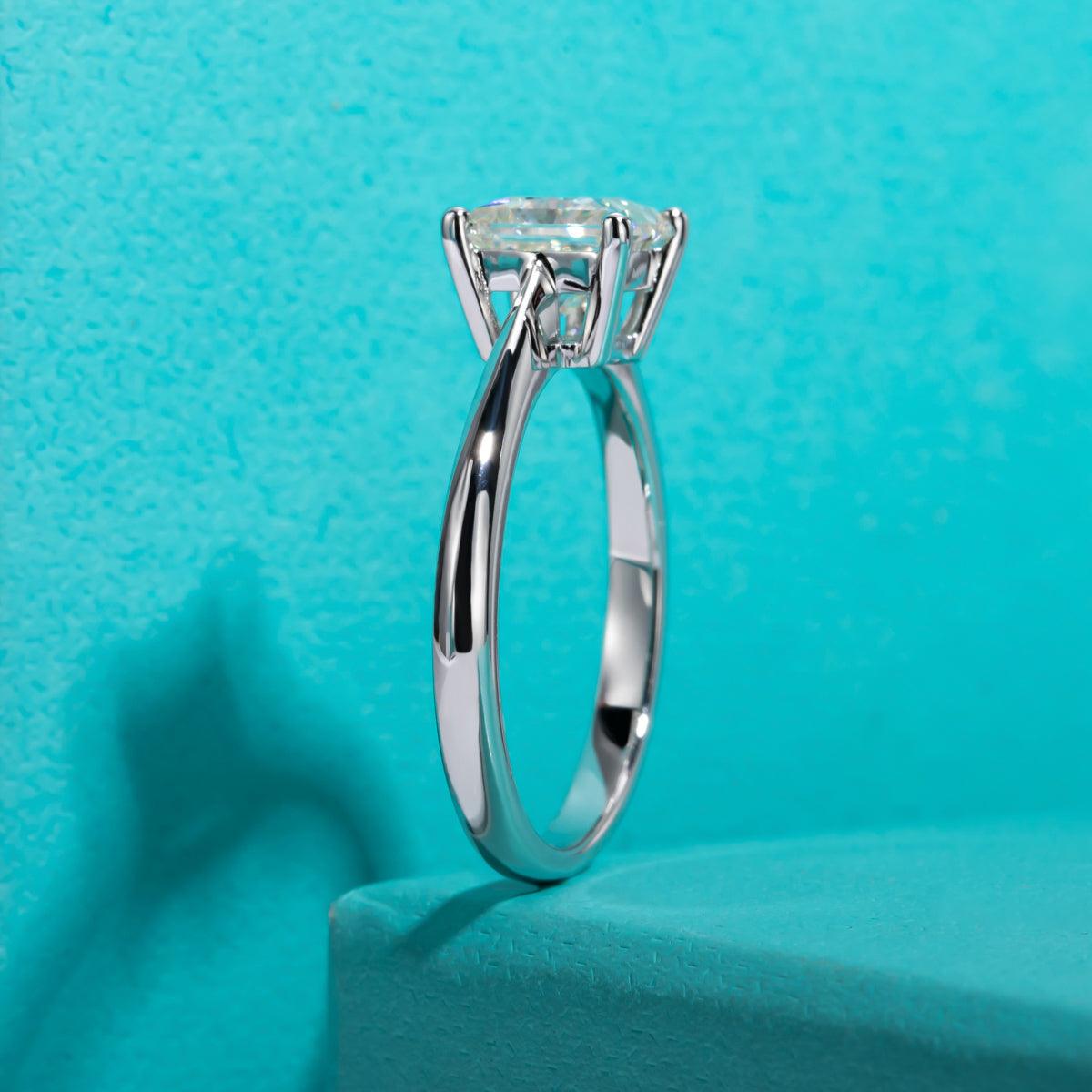Anel Solitário Moissanite Quadrada Princesa - Sundian