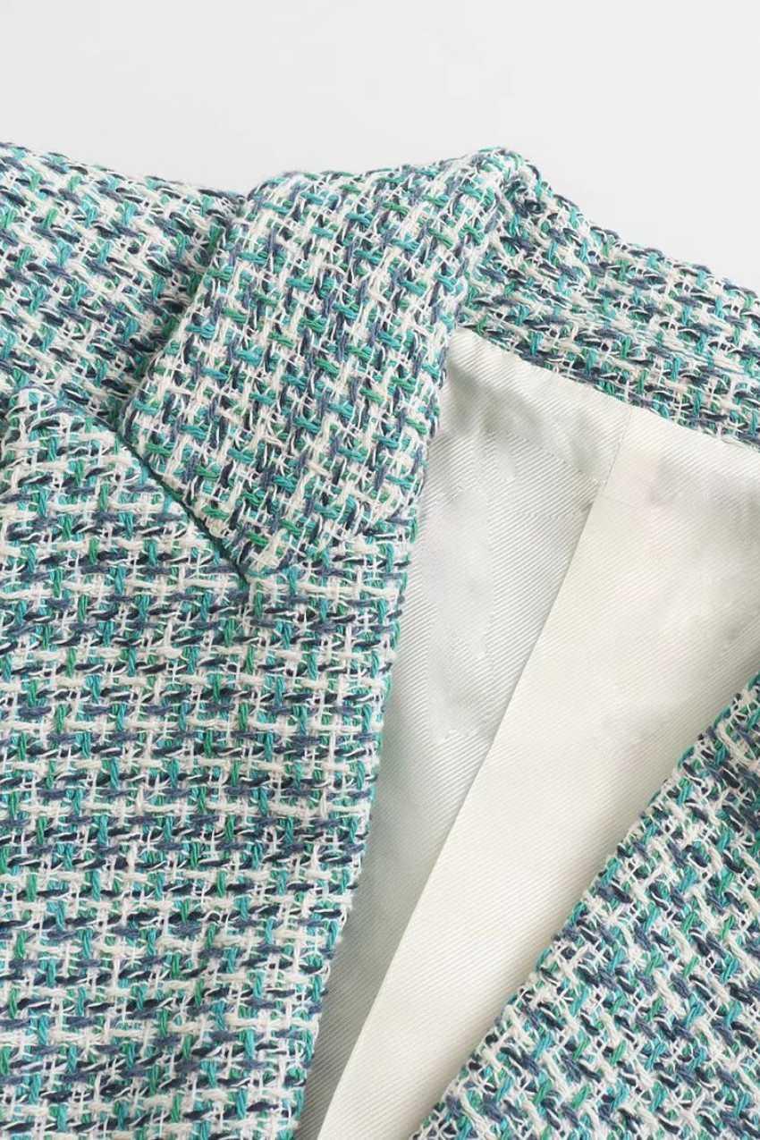 Blazer Tweed Verde Multicolorido – Visual encantador para brilhar - Sundian