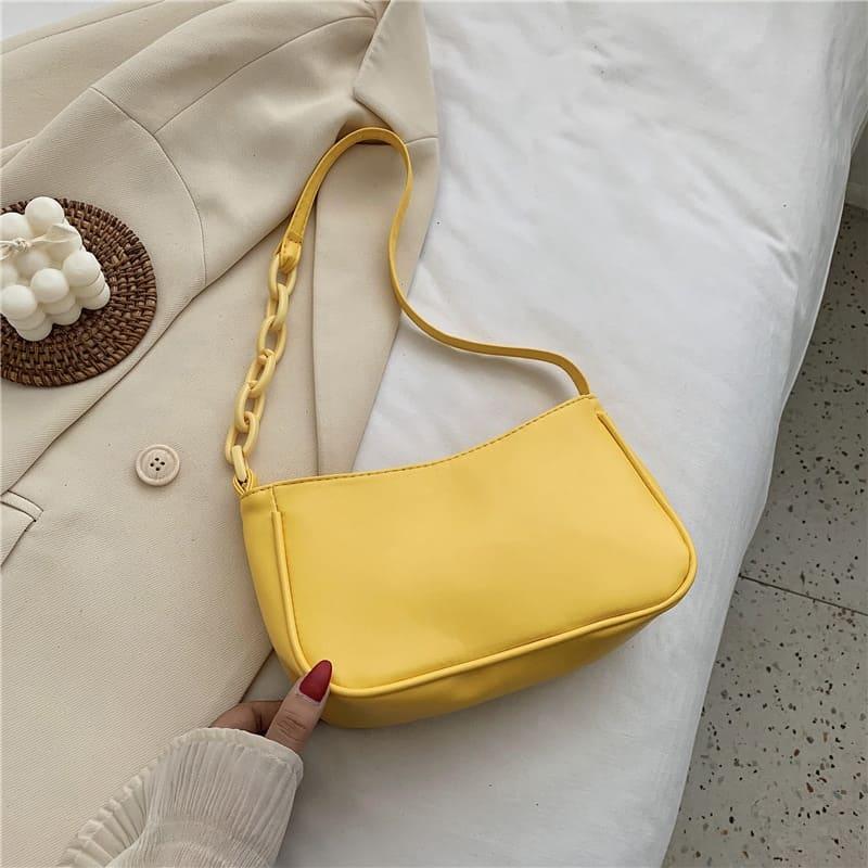 Bolsa de Ombro de Couro Alça com Elos - Sundian