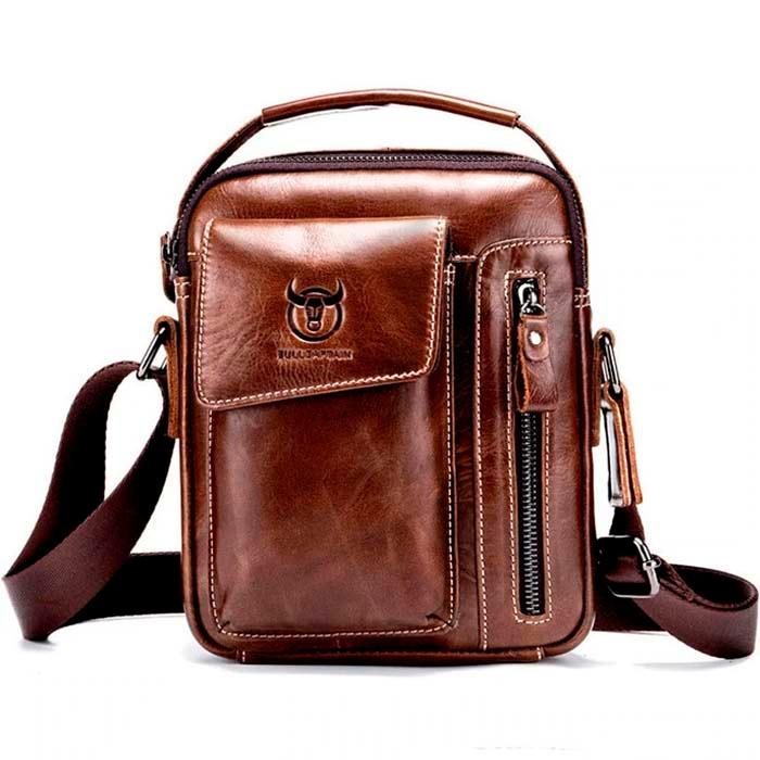 Bolsa de Ombro Bull Capitão Couro Legítimo - Sundian