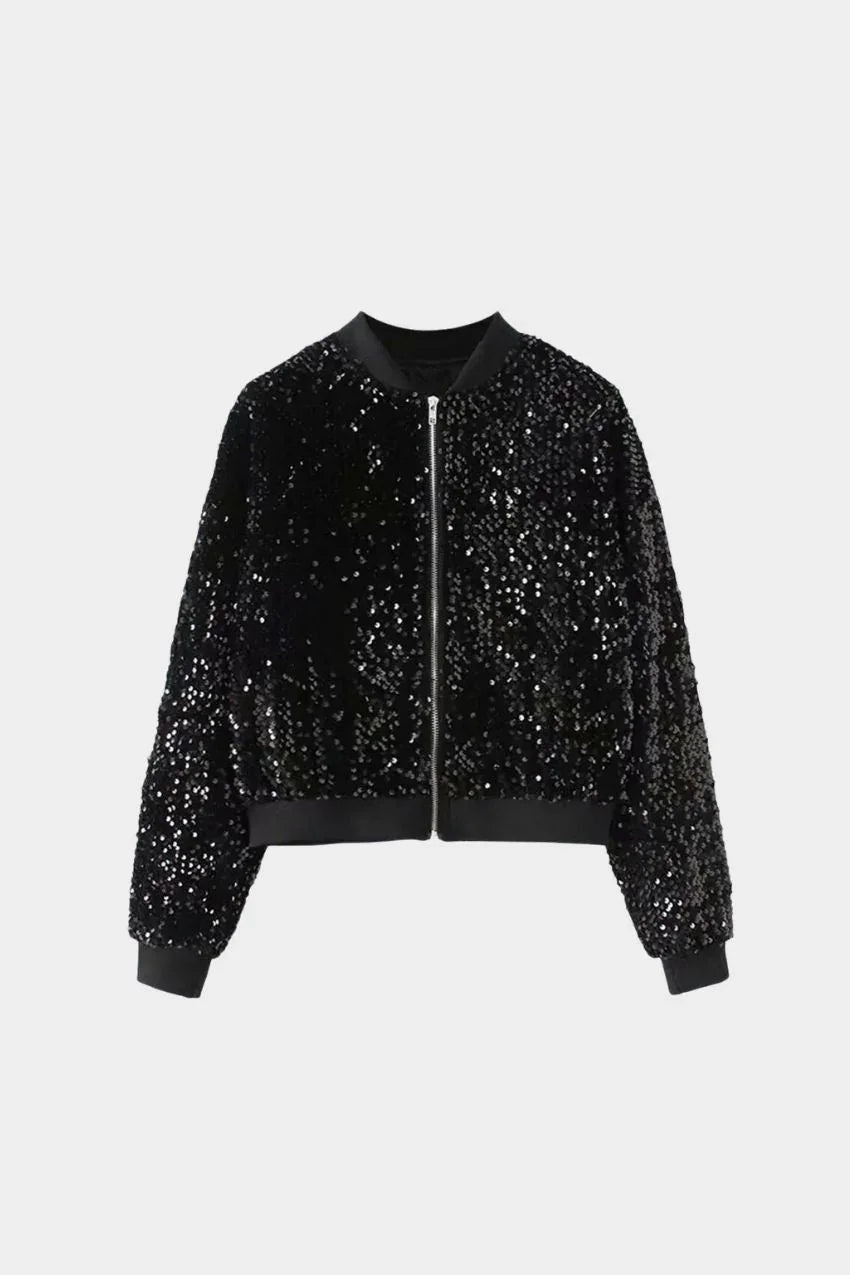 Jaqueta Bomber lantejoula Slin Ziper – Design moderno com toque clássico