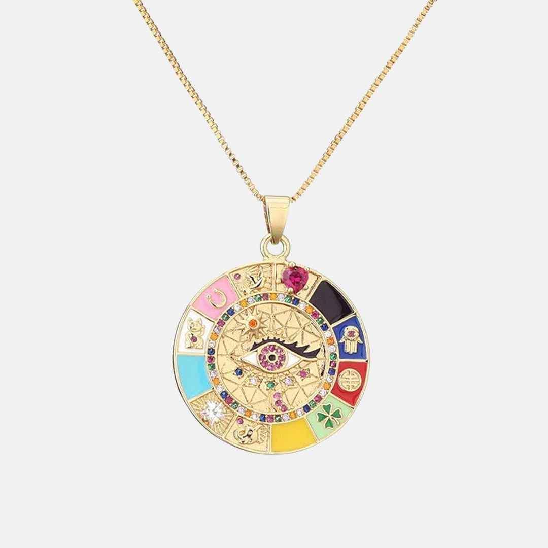 Collar con amuleto de la suerte - Chapado en oro de 18 quilates