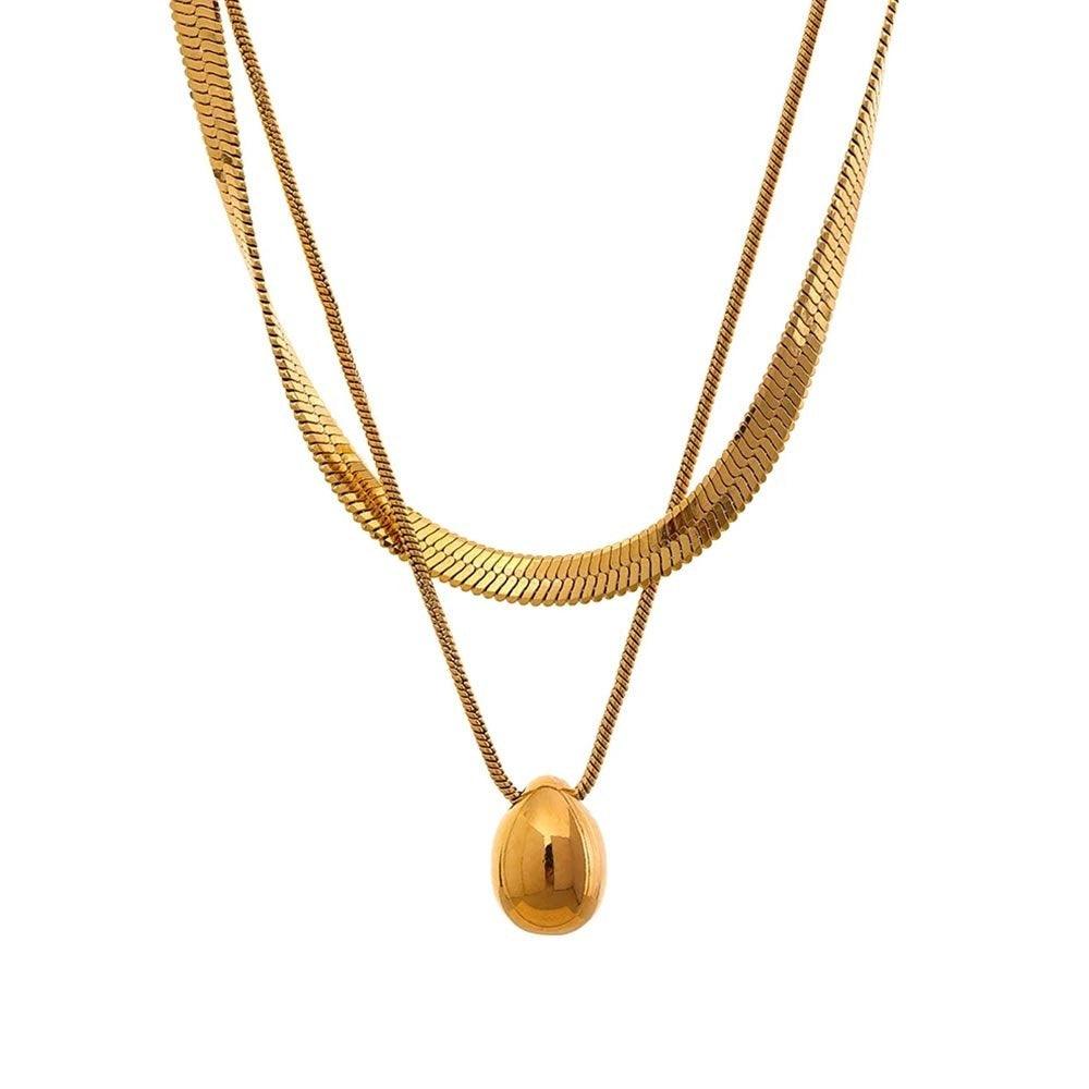 Colar Duplo com Pingente Oval - Sundian - Sundian