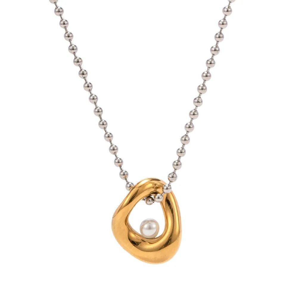 Colar com Pingente Pérola Central Banhado a Ouro 18k - Sundian - Sundian
