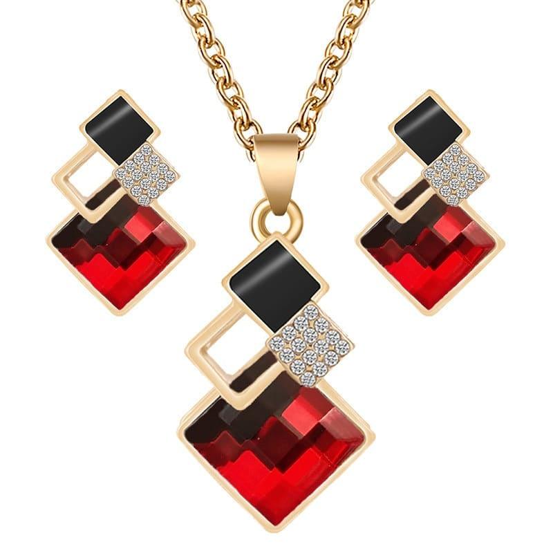 Conjunto de collar y pendientes geométricos de lujo