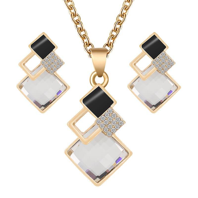 Conjunto de collar y pendientes geométricos de lujo