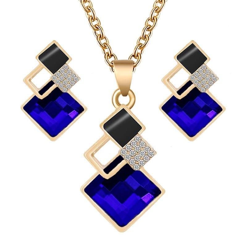 Conjunto de collar y pendientes geométricos de lujo