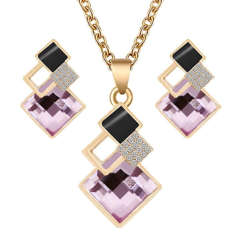 Conjunto de collar y pendientes geométricos de lujo