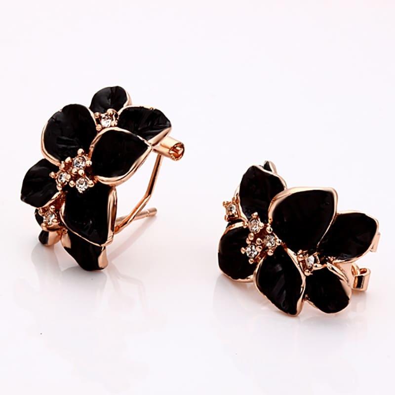 Conjunto de collar y pendientes - Rosa Negra