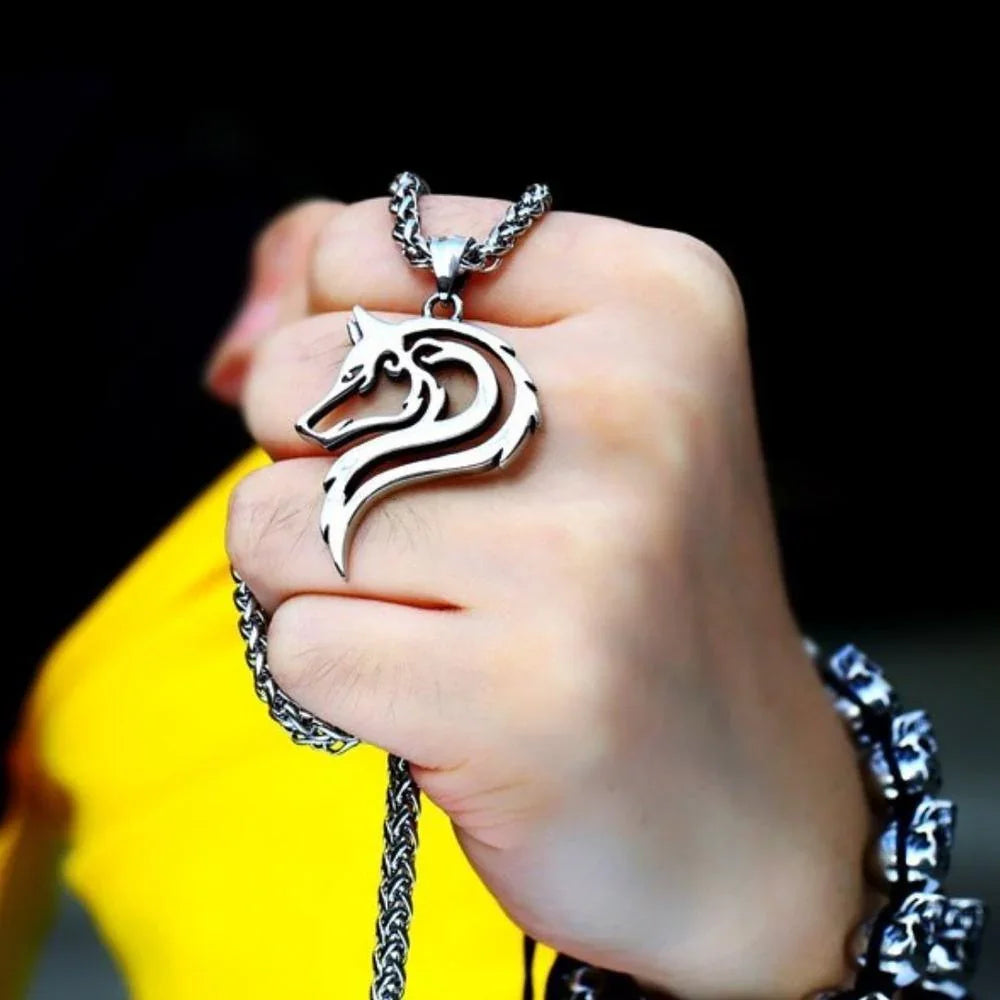 Steel Wolf Chain and Pendant - Lone Wolf