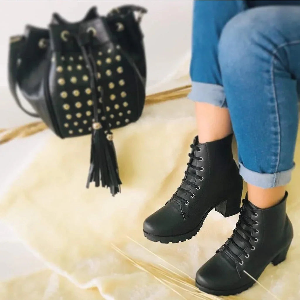 Women's Patent Leather Ankle Boot with Short Shaft Comfort + Free Shipping + Immediate Shipping + Gift