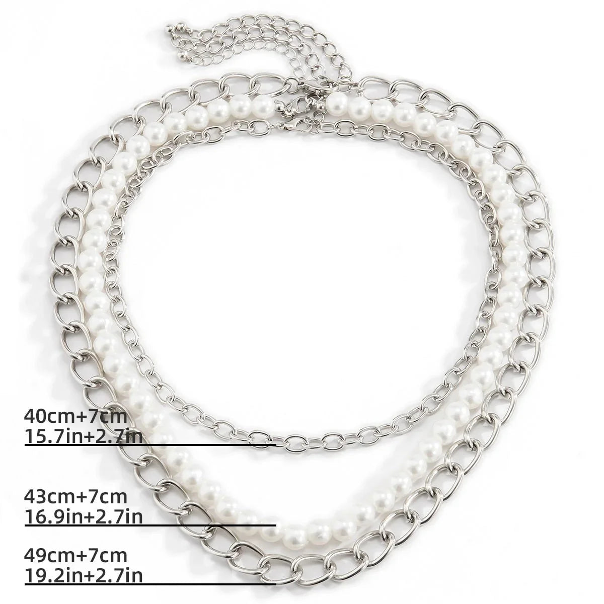 Set of 3 Pearl and Silver Necklaces