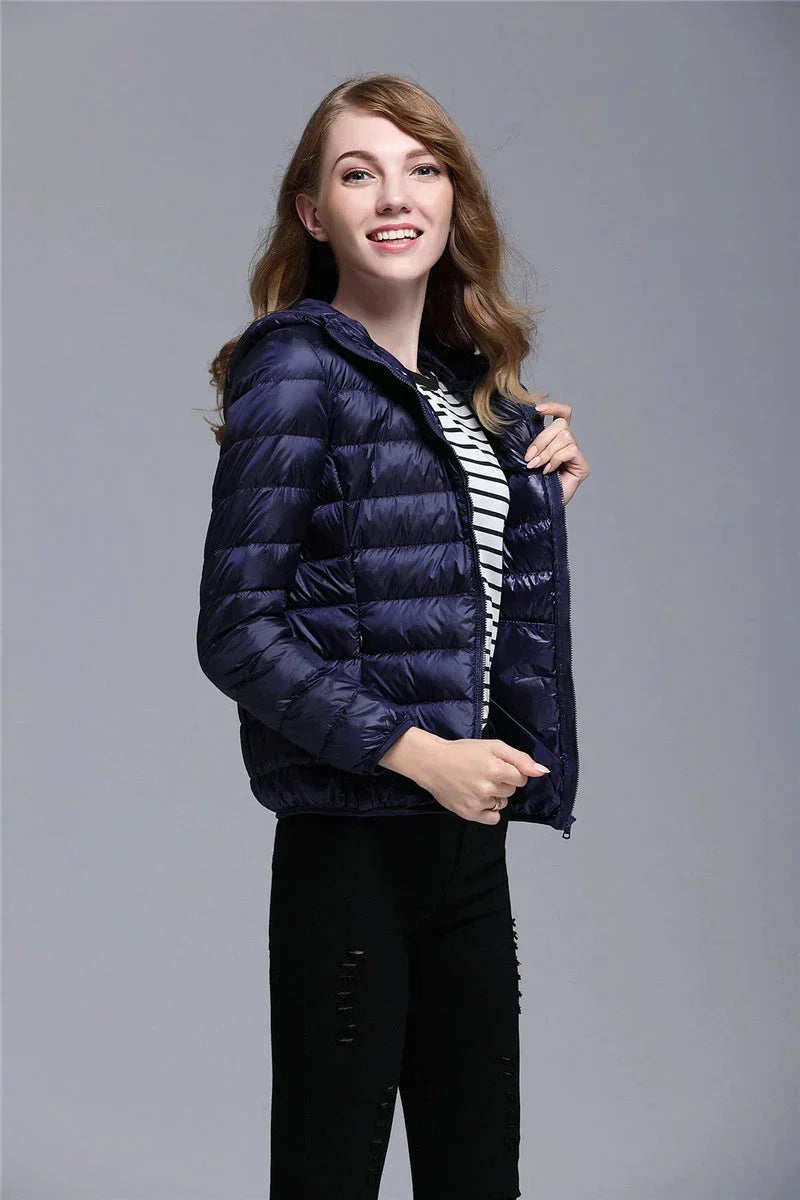 Jaqueta Puffer Feminina Básica com Capuz – Simplesmente irresistível