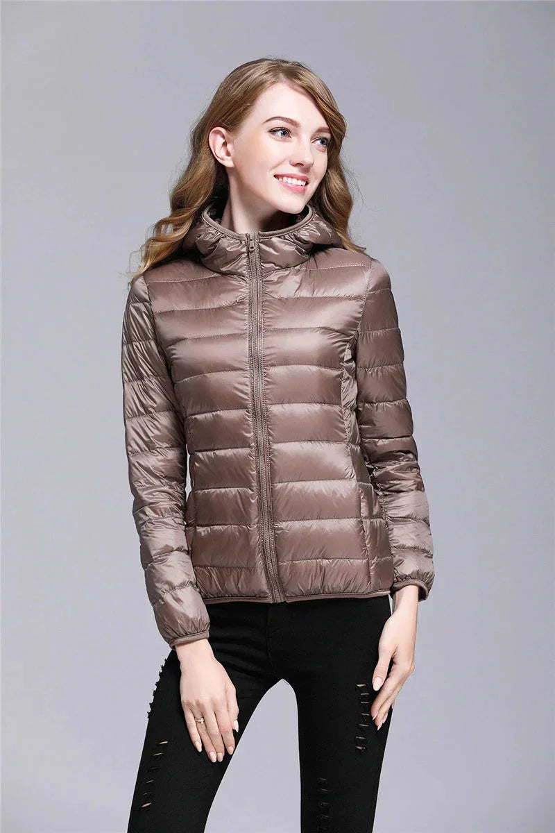 Jaqueta Puffer Feminina Básica com Capuz – Simplesmente irresistível