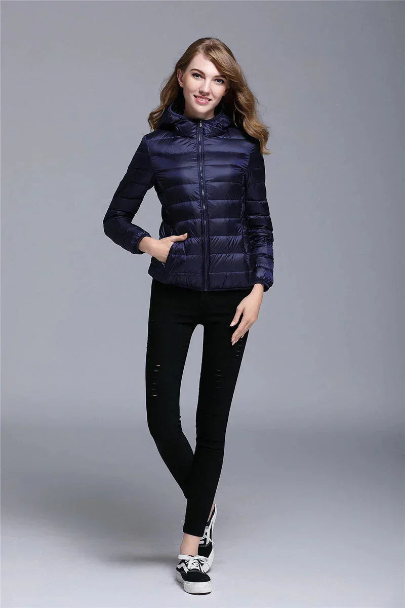 Jaqueta Puffer Feminina Básica com Capuz – Simplesmente irresistível
