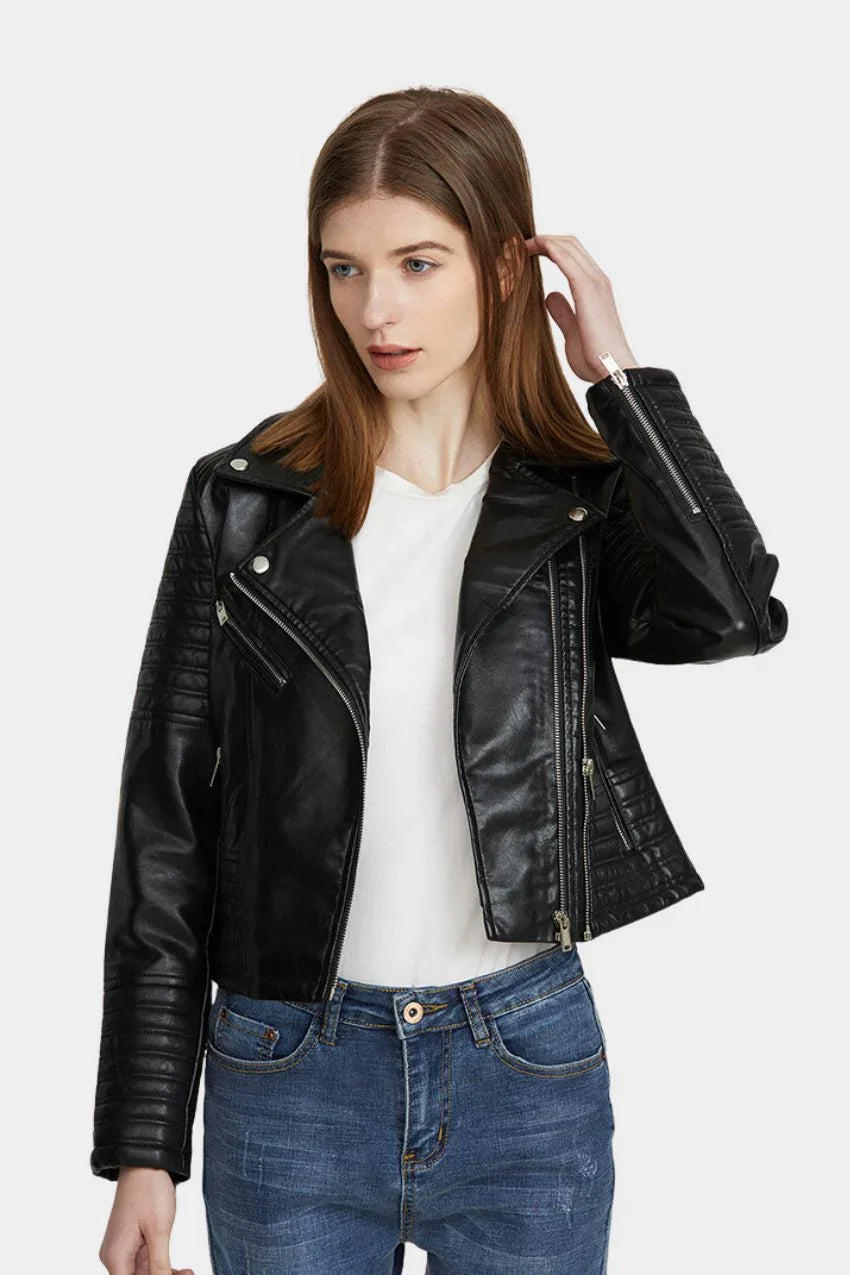 Jaqueta Feminina Motociclista – Design moderno com toque clássico