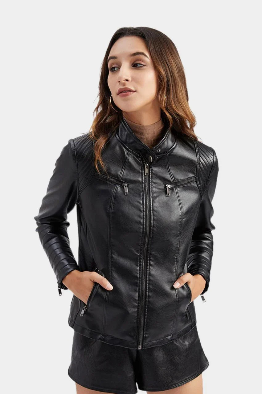 Jaqueta Feminina Preta Motociclista – Charme e leveza em um só look