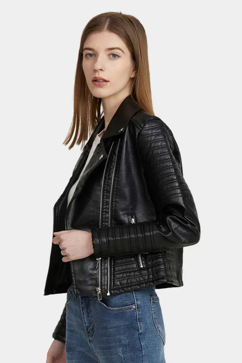 Jaqueta Feminina Motociclista – Design moderno com toque clássico