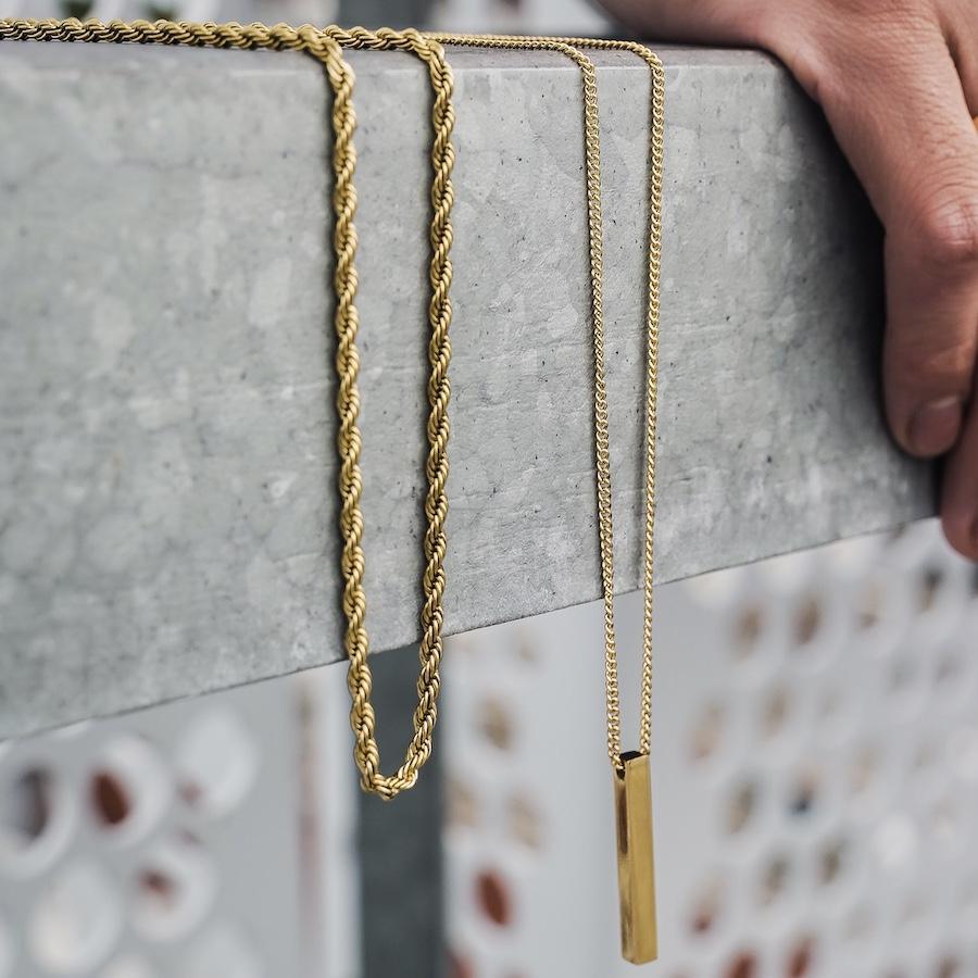 Kit 2 Colares Prata e Ouro - Retangular