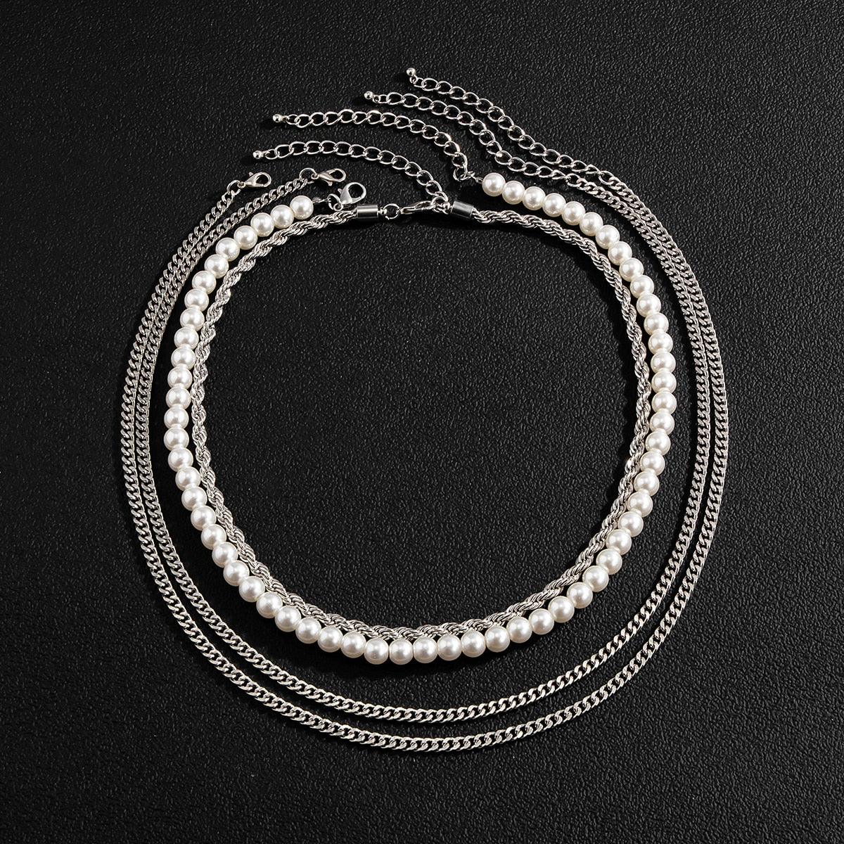 Pearl and Silver Necklace Kit - 4 Pieces