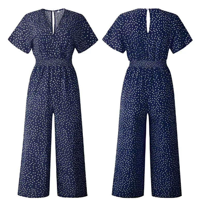 Women's Long V-Neck Jumpsuit - Soft touch and charming look
