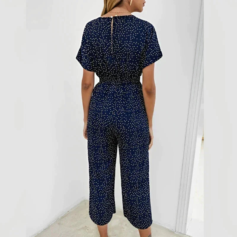 Women's Long V-Neck Jumpsuit - Soft touch and charming look