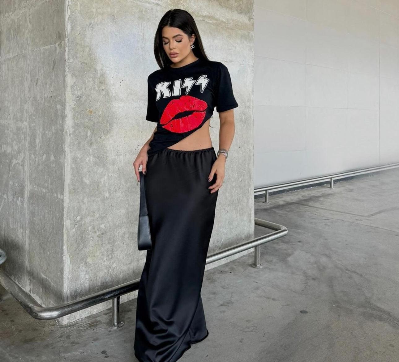 Saia Longa Cetim Twist Skirt - Sundian - Sundian