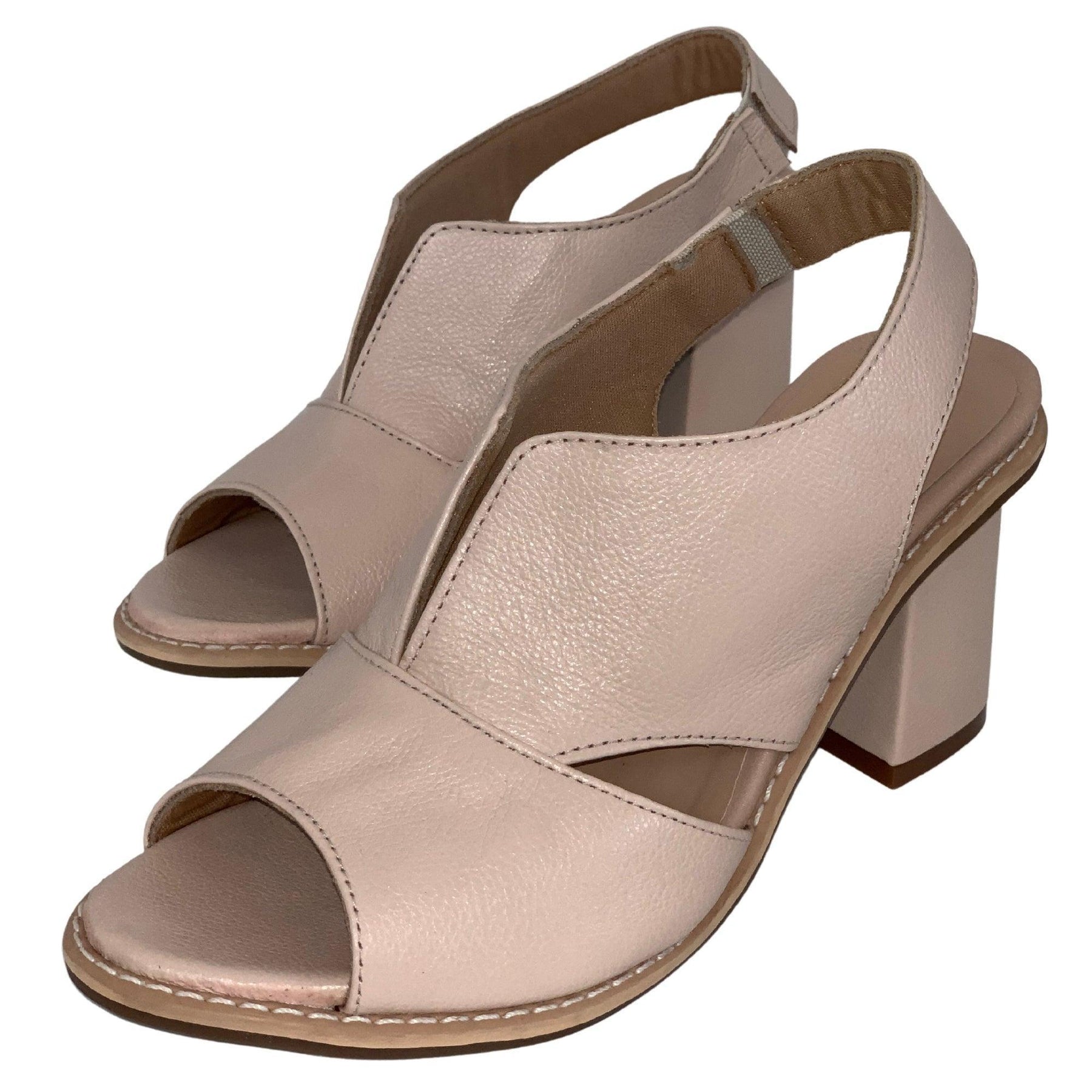 Sandália Laíza Peep Toe em Couro Salto Bloco Médio - Sundian - Sundian
