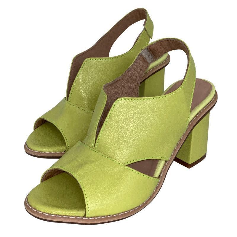 Sandália Laíza Peep Toe em Couro Salto Bloco Médio - Sundian - Sundian