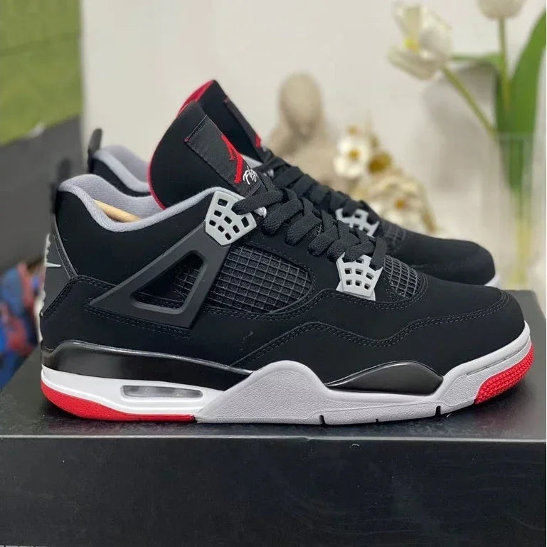 Air Jordan 4 - Bred Preto e Vermelho Novo - Sundian