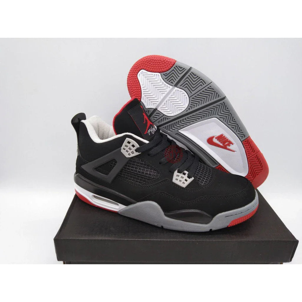 Air Jordan 4 - Bred Preto e Vermelho Novo - Sundian