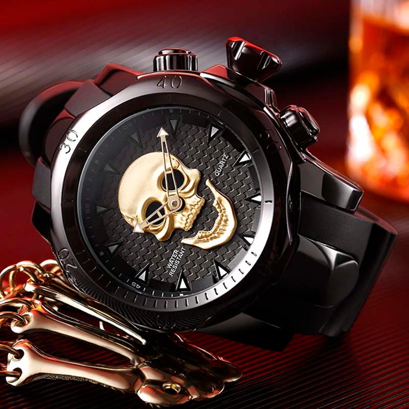 Relógio Masculino Crânio Big Dial 3D - Sundian - Sundian